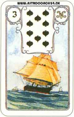 Mme Lenormand Karte Nr. 3: Das Schiff: Unternehmungen, Reisen