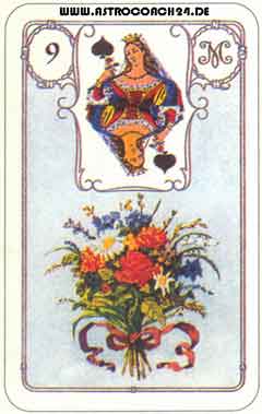 Mme Lenormand Karte Nr. 9: Die Blumen: Geschenk, Freude