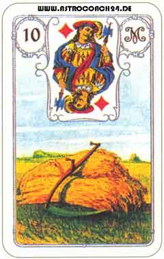 Mme Lenormand Karte Nr. 10: Die Sense: Trennung, Ernte