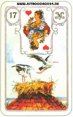 Mme Lenormand Karte Nr. 17: Die Störche: Veränderung, Umzug