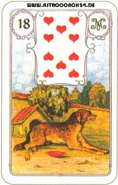 Mme Lenormand Karte Nr.18: Der Hund: Freundschaft, Treue