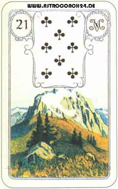 Mme Lenormand Karte Nr. 21: Der Berg: Blockade, Hindernisse