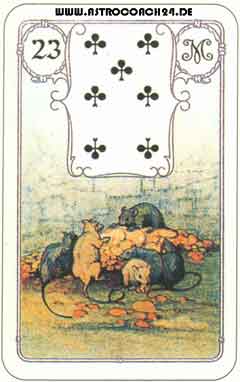 Mme Lenormand Karte Nr. 23: Mäuse: Verlust, Ängste