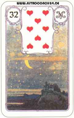 Mme Lenormand Karte Nr. 32: Der Mond: Intuition, Anerkennung