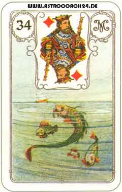 Mme Lenormand Karte Nr. 34: Die Fische: Finanzen, Geld